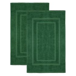NatureMark Set van 2 Badstof Badmatten, 100% Katoen, 50x80cm, Donkergroen