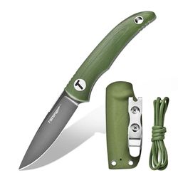 TONIFE Nova Mini Nekmes 6,8cm Lemmet Full Tang Vast Mes met Kydex Schede en Verstelbare Paracord Lanyard voor Camping Buiten Overleven