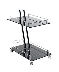 HAKU Möbel Serveerwagen chroom, zwart, Metaal, veiligheidsglas 8 mm - Maat: B 40 cm x H 72 cm x D 60 cm, Stijl: Modern