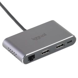 Hub 8 en 1 avec 2 Ports HDMI, 2 Ports USB, 2 Ports SD, RJ45 et Alimentation de 100 W. Idéal pour Les connexions Multiples.