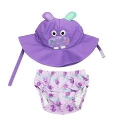 Zoocchini Conjunto de disfraz para bebé de contención + gorra – Hipopótamo – UPF 50+ – S