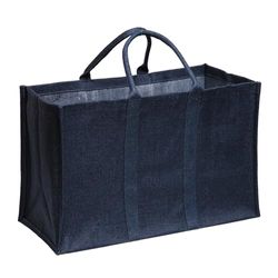 La Cordeline Boodschappentas, jute, antracietgrijs, 55 x 35 x 25 cm, 48 liter, boodschappentas, houten tas