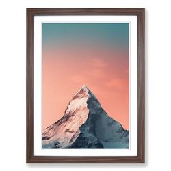 Mount Everest Minimalism Framed Wall Art Print, Ready to Hang Picture for Living Room Bedroom Home Office, Walnut A2 (48 x 66 cm)