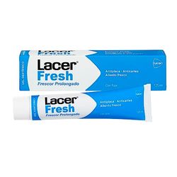 LACER FRESH Gel dental 125 ml laminado, anti-placa dentária, evita a cárie, protege as gengivas, máscara de mau hálito, boca fresca, saudável e protegida, efeito prolongado