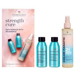 Pureology Strength Cure Discovery Set for Damaged Hair, Shampoo and Conditioner 50ml with Color Fanatic Spray 200ml