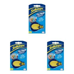 Sellotape On-Hand Dispenser for Sticky Tape/Both Hands Free for Crafting and Wrapping / 1 x Dispenser & 1 x (18mm x 15m) Adhesive Tape roll (Pack of 3)