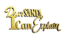 Boxer Gifts Dear Santa I Can Explain Christmas Wall Gold Sparkly Glitter Plaque | Hanging Laser Cut Wood Decor, One