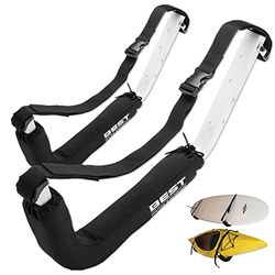 Best Marine Kayak Rack de almacenamiento para kayaks. Accesorios de montaje en pared premium para kayaks y tablas de remo SUP. Dos perchas para kayak para interiores y exteriores. Ganchos de kayak de