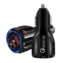Cargador mechero - Cargador para Coche con 2 Puertos USB, tecnología QC3.0 y Salida de 2.4A para Carga rápida y eficiente.