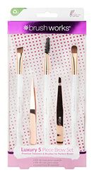 Brushworks HD Set di Lusso di Pennelli e Pinzette per Sopracciglia, Rose Gold