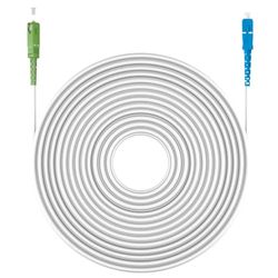 Ewent 50 Metri Cavo Fibra Ottica SC/APC per SC/UPC Simplex Monomodale 9/125, G.657A2, LSZH, Compatibile con Tim Fibra, Vodafone Fibra, Wind Fibra e Tre Fibra etc, Bianco/Verde-Bianco/Blu, 50M