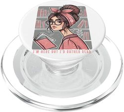 Retro Book Girl Design for Viellese Readers with Style PopSockets PopGrip for MagSafe