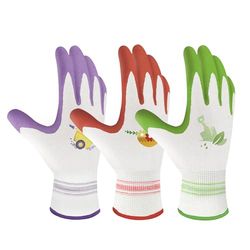 6 Paia di Guanti da Giardinaggio per Donne - Guanti da Lavoro in Giardino Rivestiti in Gomma Traspirante - Guanti da Esterno Protettivi con Presa Regali per Giardinaggio - Rosso, Viola e Verde Grande