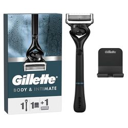 Gillette Body and Intimate Razor for Men, Razor for Pubic Hair, Gentle and Easy to Use, 1 Handle + 1 Razor Blade Refill