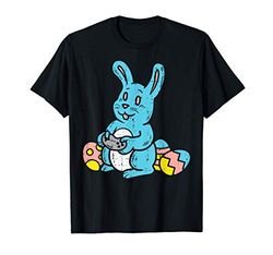 Rabbit Bunny Playing Video Games Boys Easter Gaming Gamer Camiseta