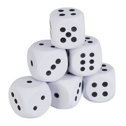 Relaxdays Dadi Giganti Gommapiuma, Set da 6 Cubi in Spugna, Giocattolo per Bambini, Morbidi, HLP 7,5x7,5x7,5 cm, Bianco