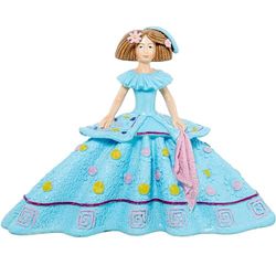 DRW Figura di una menina Classica in Resina con Abito Celeste Larghezza 11x11x15 cm