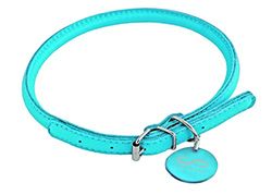 CHAPUIS SELLERIE Glamour - Collana regolabile rotonda in pelle per cane/gatto, diametro 6 mm, lunghezza 17-20 cm, taglia XS
