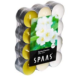 Spaas 24 Scented Tealights Assorted Colours, ± 4.5 Hours, Spiritual Jasmine