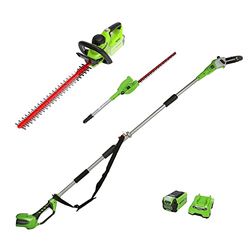 Greenworks 40V perche et taille-haie perche, taille-haie avec batterie/chargeur 2Ah