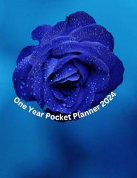 One Year Pocket Planner 2024: Small 1-Year Monthly Agenda for Purse with Personal informations Yearly overview Holidays Contacts Passwords importante ... and Motivational Quotes, cute blue flowers