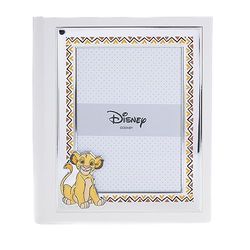 VALENTI & CO. Disney Baby – Rey León Simba – Álbum de fotos infantil con marco de plata para regalo bautizo recién nacido o cumpleaños niños