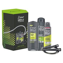 Dove Men+Care Sport Active Trio Gift Set body wash, 2-in-1 shampoo & conditioner, anti-perspirant with a jump rope perfect gifts for him 3 piece