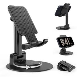 BHHB Support Téléphone, Support Telephone Bureau Porte Telephone Pliable, Support iphone avec Rotatif à 360° Compatible iPhone Samsung Huawei iPad Mini Tous Les Smartphones - Noir