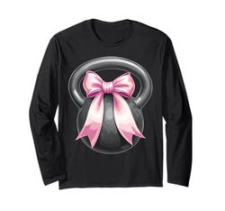 Coquette Bow Kettlebell Sollevamento Allenamento Ragazza Mamma Rosa Maglia a Manica