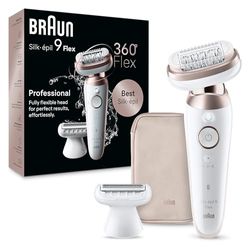 Braun Silk-épil 9 Flex 9-030 - Depiladora para mujer, depiladora de larga duración, accesorio de afeitado, 9-030 3D, color blanco/rosa titanio