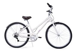 Huffy Sienna damer hybridcykel 27,5 stad pendlare bekväm retro stil vit