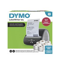 DYMO LabelWriter 5XL stampante di etichette Bundle | Riconoscimento automatico delle etichette | Stampa etichette di spedizione extra large da Amazon, DHL e molti altri | Spina UE a 2 poli