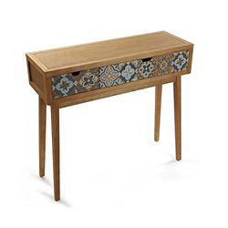 Versa Alfama Mueble Recibidor Estrecho para Entrada o Pasillo, Mesa Consola, con 2 cajones, Medidas (Al x L x An) 81,5 x 30 x 90 cm, Madera, Color Gris