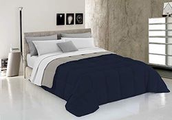 Italian Bed Linen Elegante winterdekbed, microvezel, donkerblauw/lichtgrijs, 260 x 260 cm
