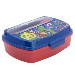KP Pharma Marvel Avengers Kids Sandwich Box with Cutlery – Durable, BPA-Free Lunch Box with Spoon & Fork – Easy to Clean & Food Safe – Perfect for School, Picnics, or Snacks On-The-Go