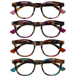 OPULIZE Ava 4 Pacco Donna Signora Marrone Rosa Porpora Rosso Turquoise Vestibilità Comoda Occhiali Da Lettura Cerniere Molla RRRR62-45ZQ +3,50