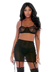 Forplay Put O-Ring On It Lingerie Skirt Set, Black, 150 g