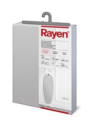 Rayen | Capa tábua de passar | capa de passar ajustável | sistema EasyClip | 4 camadas: Espuma, mouletão, tecido 100% algodão e alumínio | gama premium | Medida: 130 x 47 cm | cinzento claro