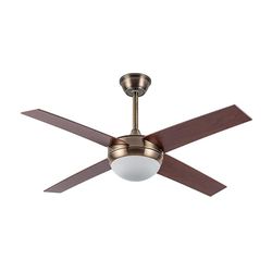 Eden pulse Ventilator van leer met 4 vleugels walnoot, 2 E27-fittingen, 35/45 x 116,8 x 116,8 cm