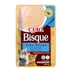 INABA Ciao - Bisque Thon - Friandise pour Chat Humide - 1 x 40g - Délicieuse et Saine - Purée - Plat d'accompagnement - Complément Naturel et sans céréales - Pâtée pour Chat