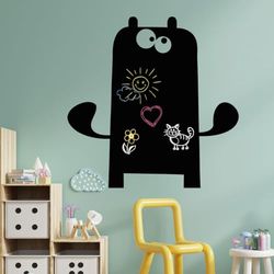 Ambiance Sticker Leisteen schoolbord – zelfklevende muurstickers afwasbaar – Monster 1 – H 65 x B 65 cm