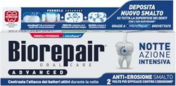 Biorepair, Zaawansowana pasta do zębów, intensywna noc przeciw erozji, 3 opakowania po 75 ml, chroni i naprawia szkliwo zębów, antybakteryjna, z MicroRepair, cynkiem PCA i ksylitolem, zapewnia świeży