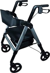 Aidapt Bariatric Folding Light Weight 4 Wheeled Rollator Mobility Aid with Seat, Detachable Carry Bag, Lockable Brakes and Puncture Proof Tyres for Indoor and Outdoor use.