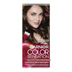 Garnier Color Sensation Coloration, Châtain 4.0, Coloration Crème Permanente, Tous Types de Cheveux, Couleur jusqu'à 10 Semaines & Couvre les Cheveux Blancs 100%