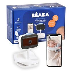 BÉABA, Babyfoon draadloze babyfoon met clip, nomade, nachtzicht, mobiele app, kleurrijk nachtlampje, walkietalkie, slaapliedjes, thermometer voor vochtigheidscontrole, batterijduur 6 uur, Zen Nomad