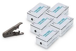 DIGITUS Set: 5x module de connexion Cat-6 - Pour la réparation et l'extension de câbles de pose Ethernet - 250 MHz - Barrettes LSA pour AWG 22-26 - Noir + 1x outil de dénudage pour câbles réseau