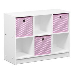 Furinno Bibliothèques, Bois, Blanc/Rose, Taille Unique, One Size