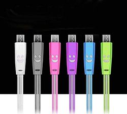 Shot fodral Micro USB-kabel för Samsung Galaxy A6 LED Android ljus laddare smartphone kontakt, vit