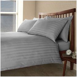 GAVENO CAVAILIA 100% Egyptisch katoenen dekbedovertrek, 200 TC Streep, Luxe Omkeerbare Quilt Bed Set met Kussensloop (s), Houtskool, Tweepersoons