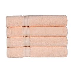 Superior Lot de 4 Serviettes de Bain Douces en Coton égyptien pour Douche, Bain, Spa, hôtel, AirBnb, Appartement ou dortoir, séchage Rapide, absorbantes, Basiques de la Salle de Bain (pêche)